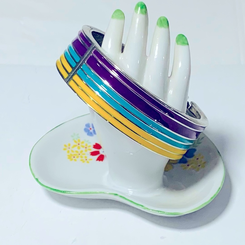 Vintage Multicolored Striped Enamel Bangle